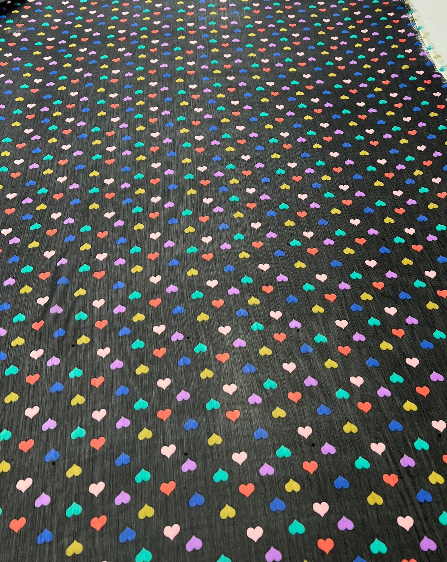 Black Love Heart Printed Chiffon Dress Fabric