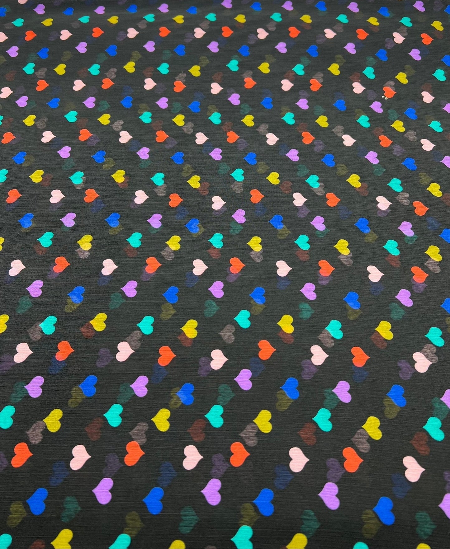 Black Love Heart Printed Chiffon Dress Fabric