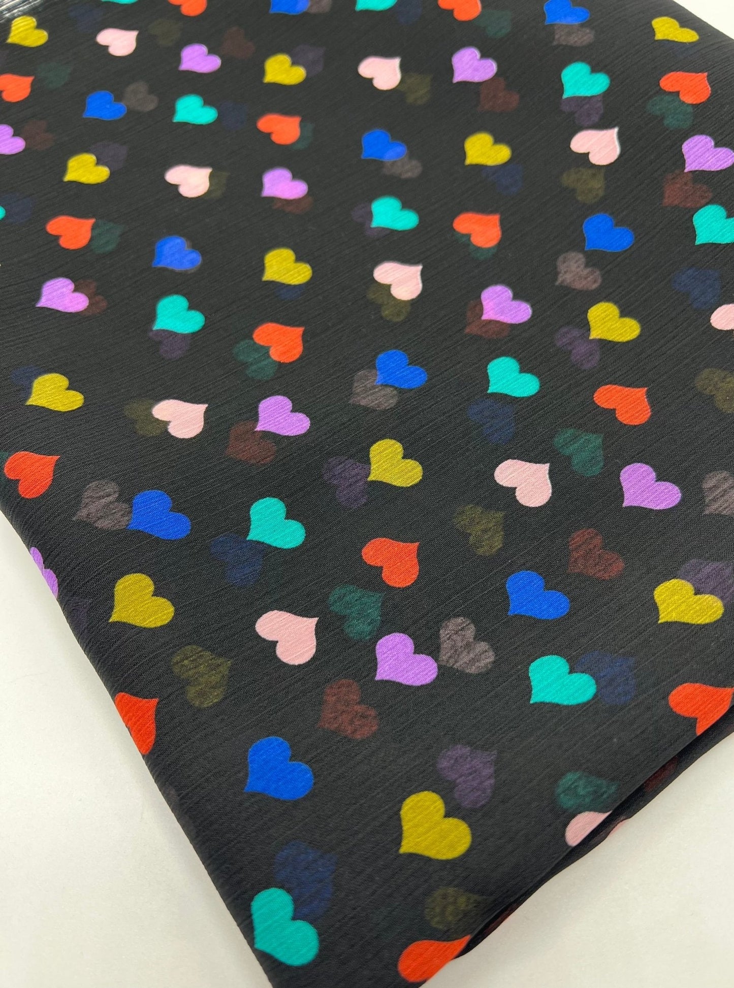 Black Love Heart Printed Chiffon Dress Fabric
