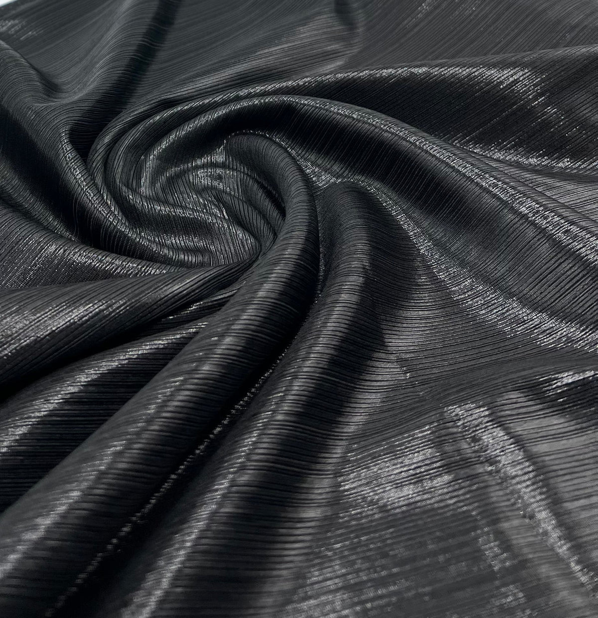 Black Metallic Foil Rib Fabric
