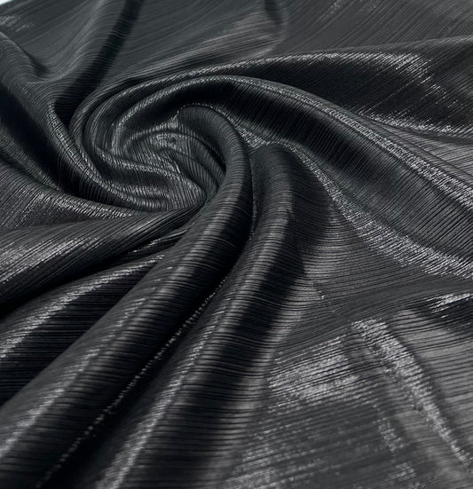 Black Metallic Foil Rib Fabric