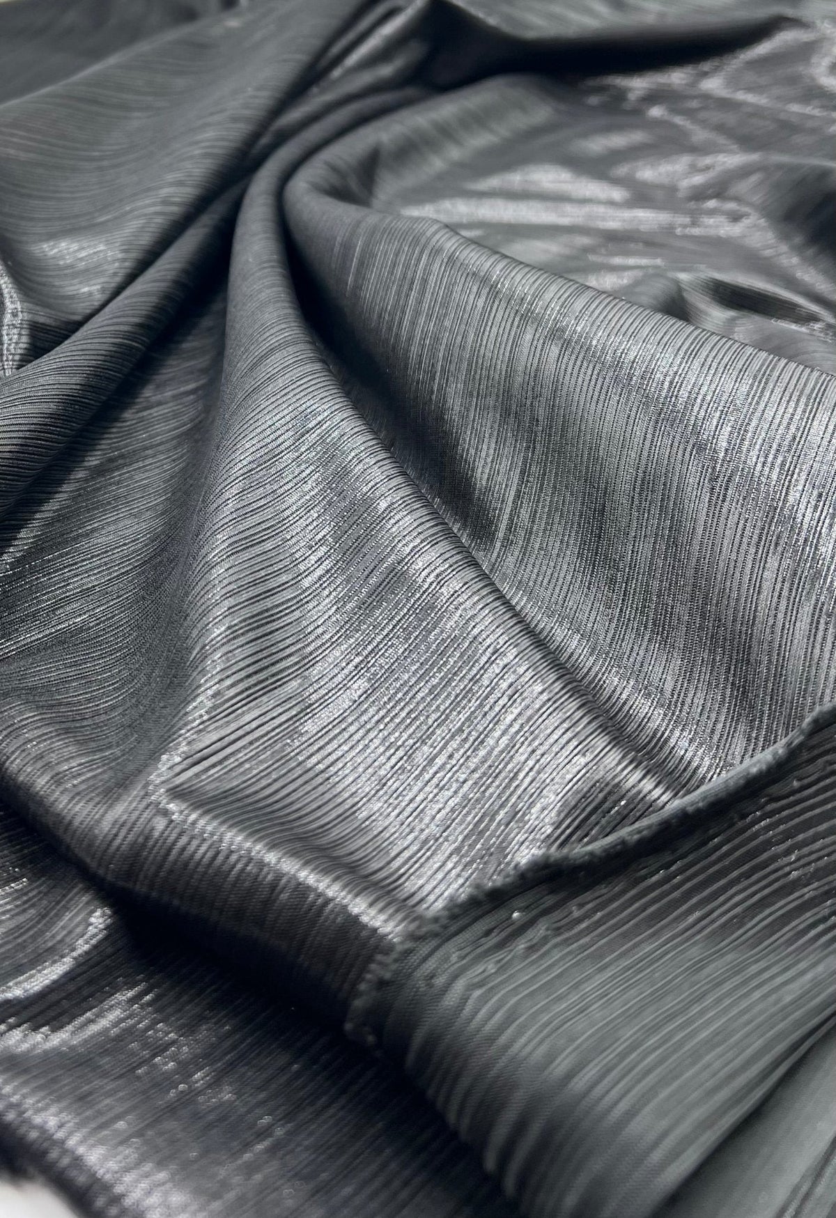 Black Metallic Foil Rib Fabric