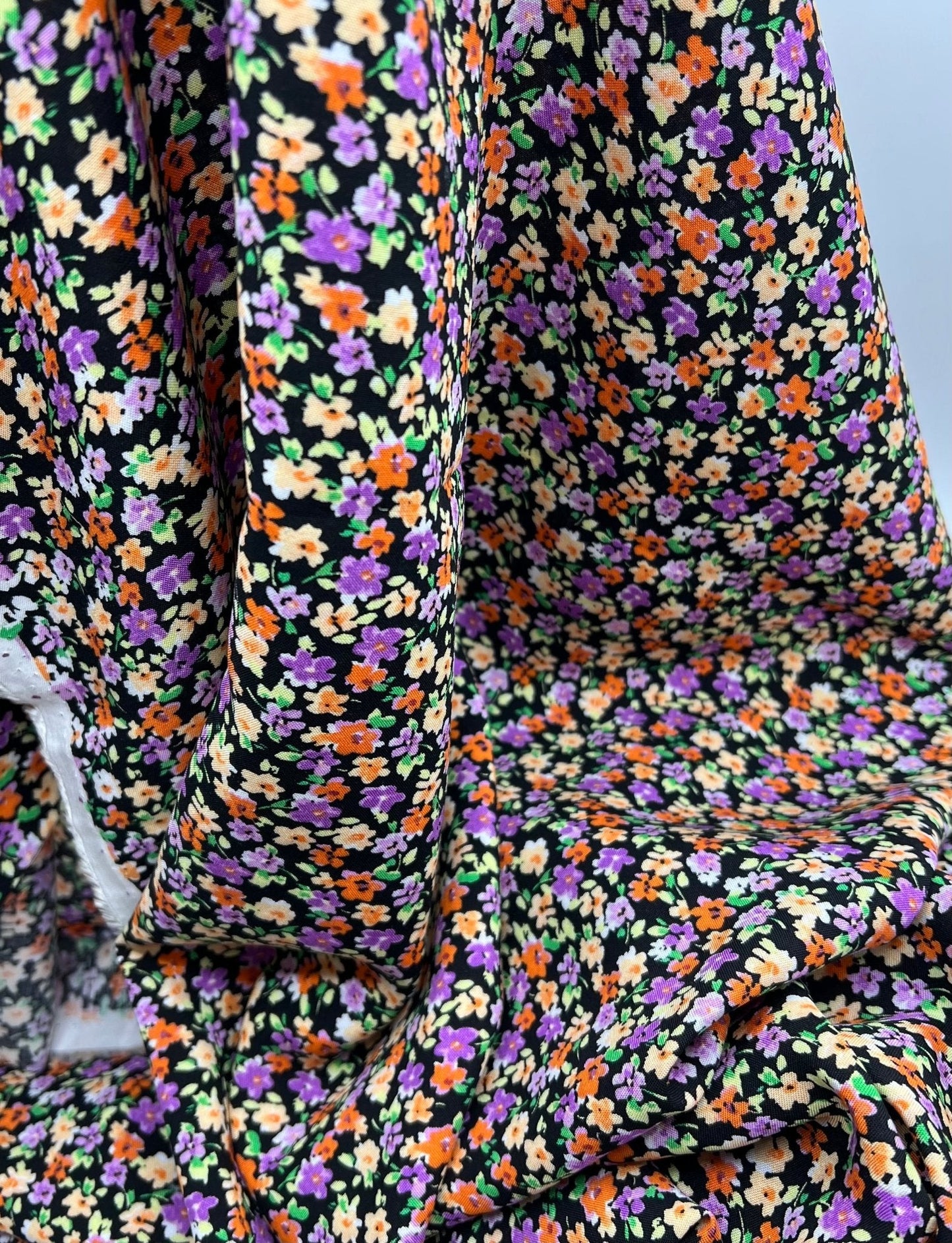Black Multi Ditsy Lightweight Non Stretch Woven Fabric