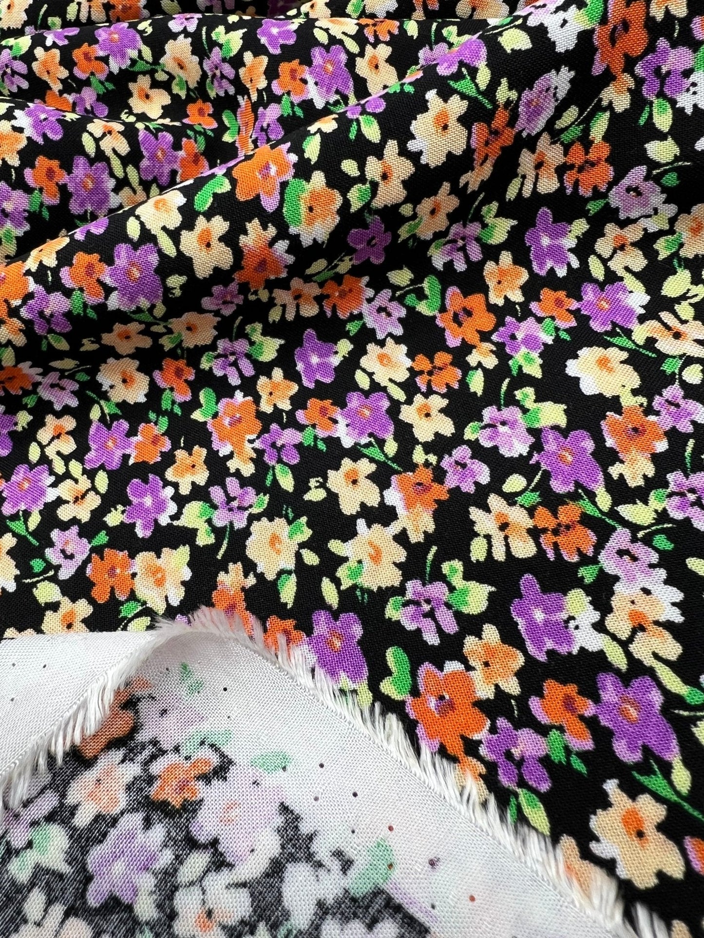Black Multi Ditsy Lightweight Non Stretch Woven Fabric