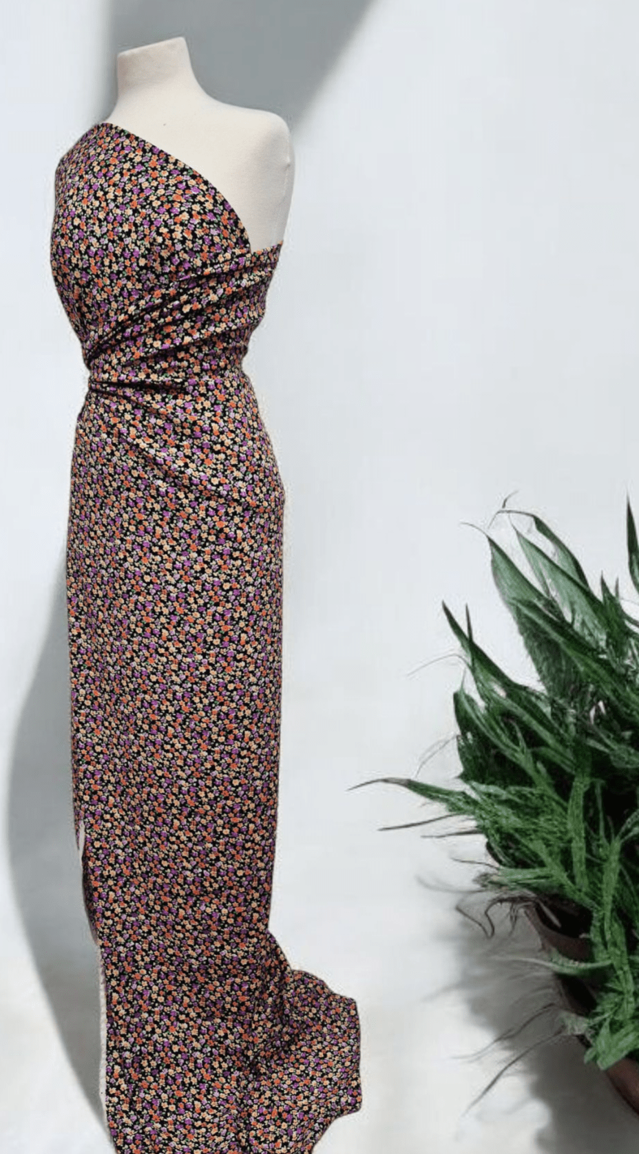 Black Multi Ditsy Lightweight Non Stretch Woven Fabric