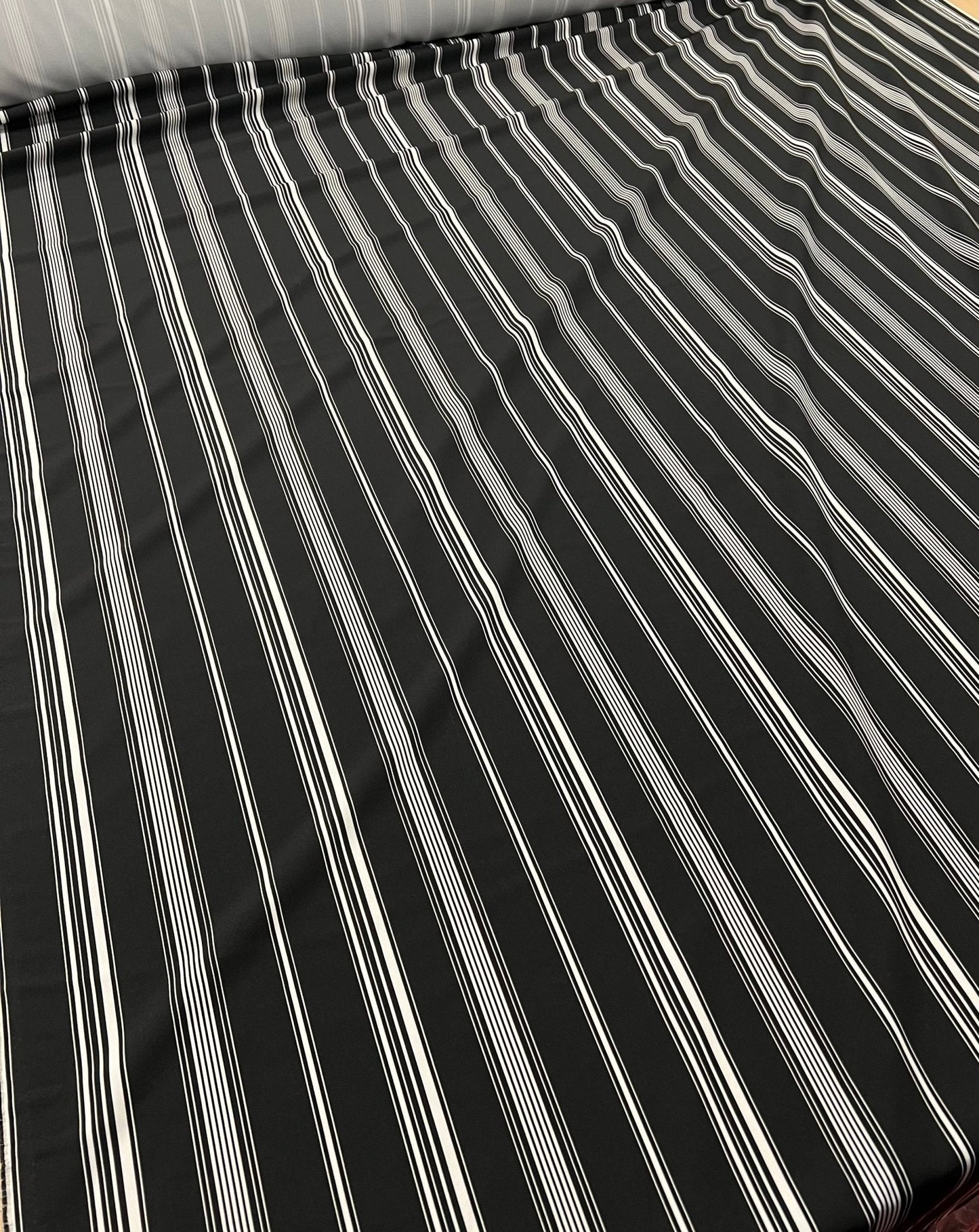 Black Multi Vertical Stripe Lightweight Non Stretch Fabric
