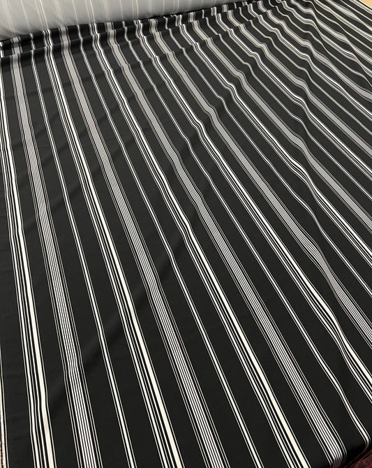 Black Multi Vertical Stripe Lightweight Non Stretch Fabric