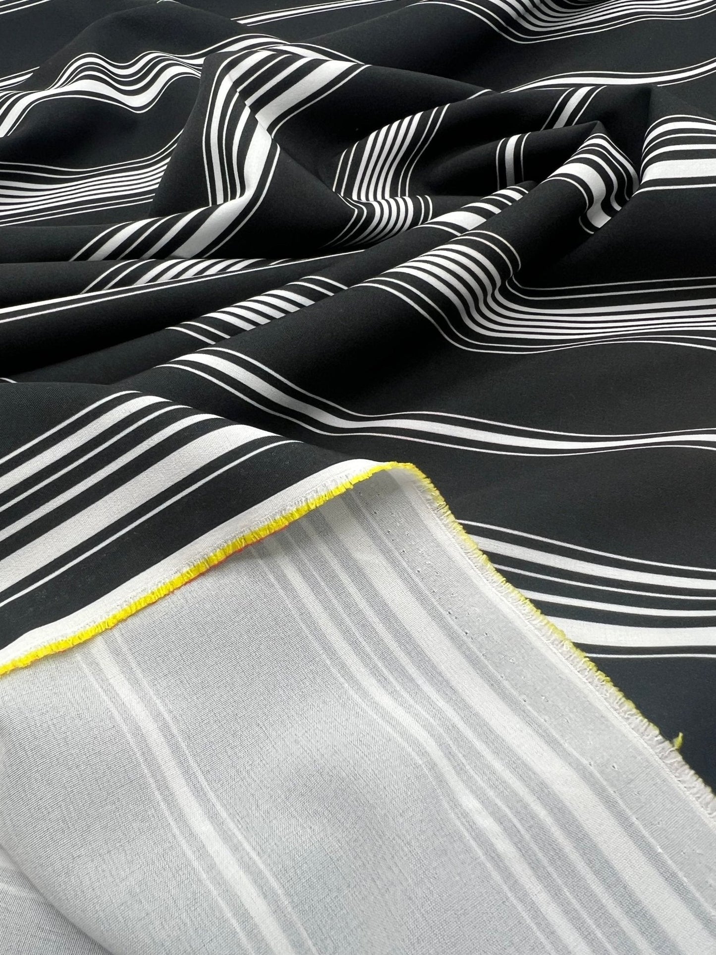 Black Multi Vertical Stripe Lightweight Non Stretch Fabric