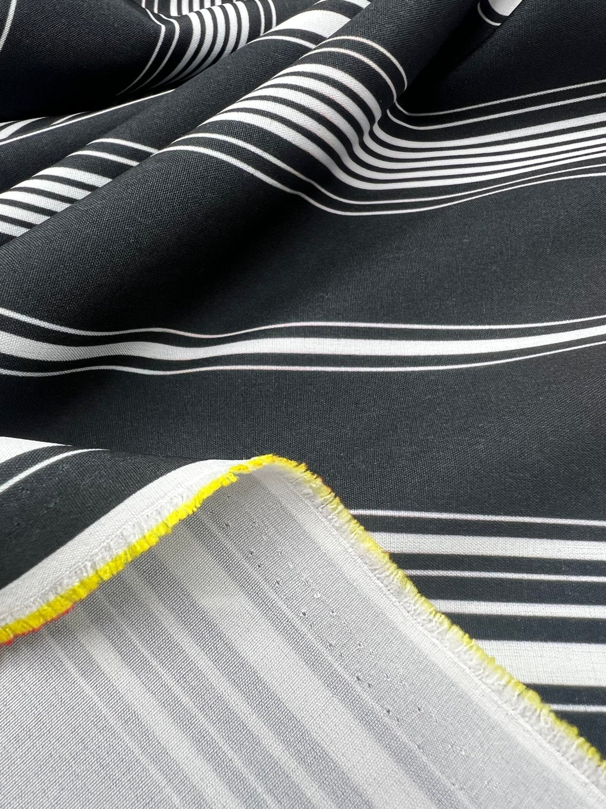 Black Multi Vertical Stripe Lightweight Non Stretch Fabric