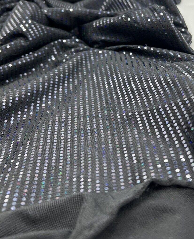 Black Multicoloured Sequin Detail Soft Touch Stretch Fabric