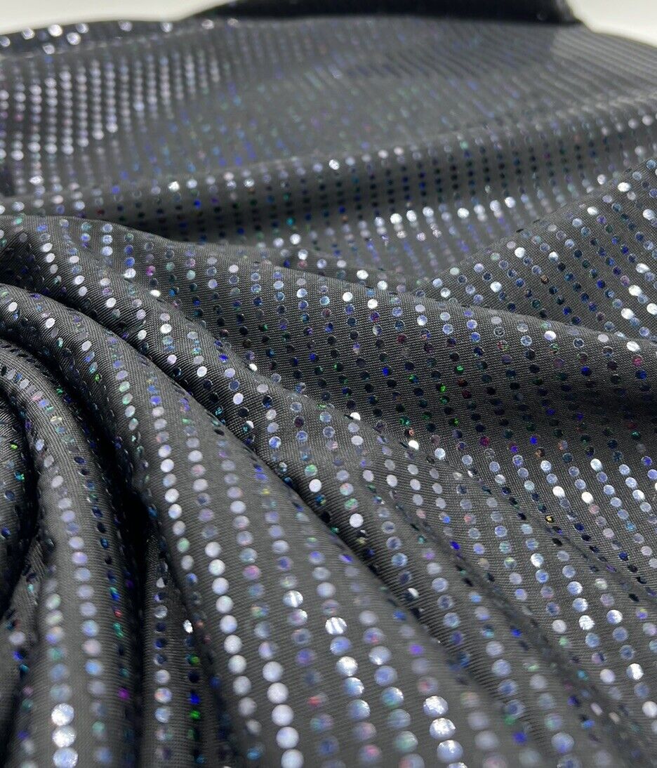 Black Multicoloured Sequin Detail Soft Touch Stretch Fabric