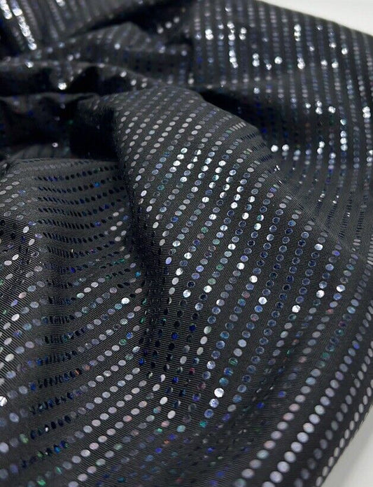 Black Multicoloured Sequin Detail Soft Touch Stretch Fabric