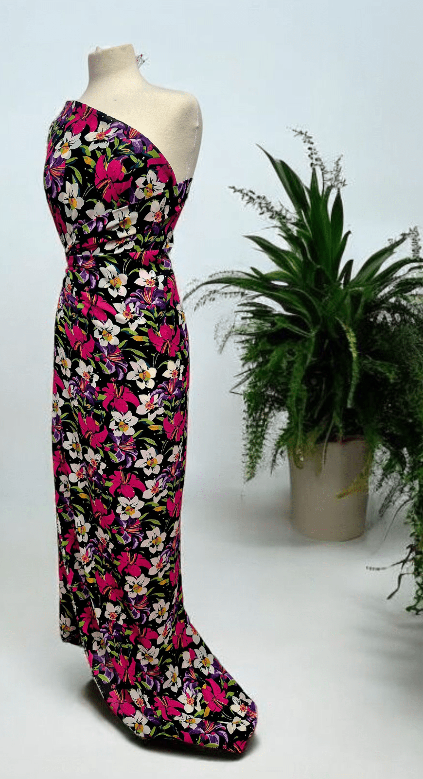 Black Muti Colour Floral Printed Chiffon Dress Fabric