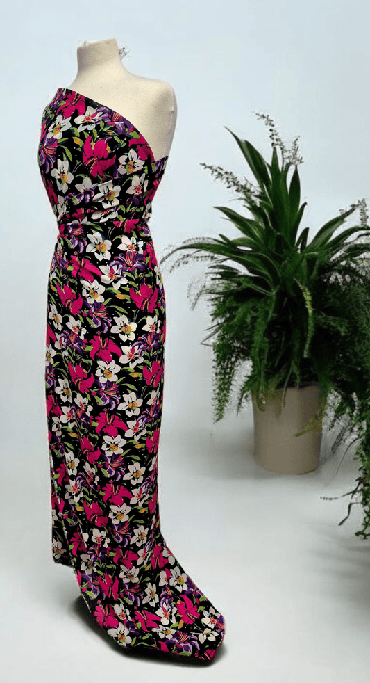 Black Muti Colour Floral Printed Chiffon Dress Fabric