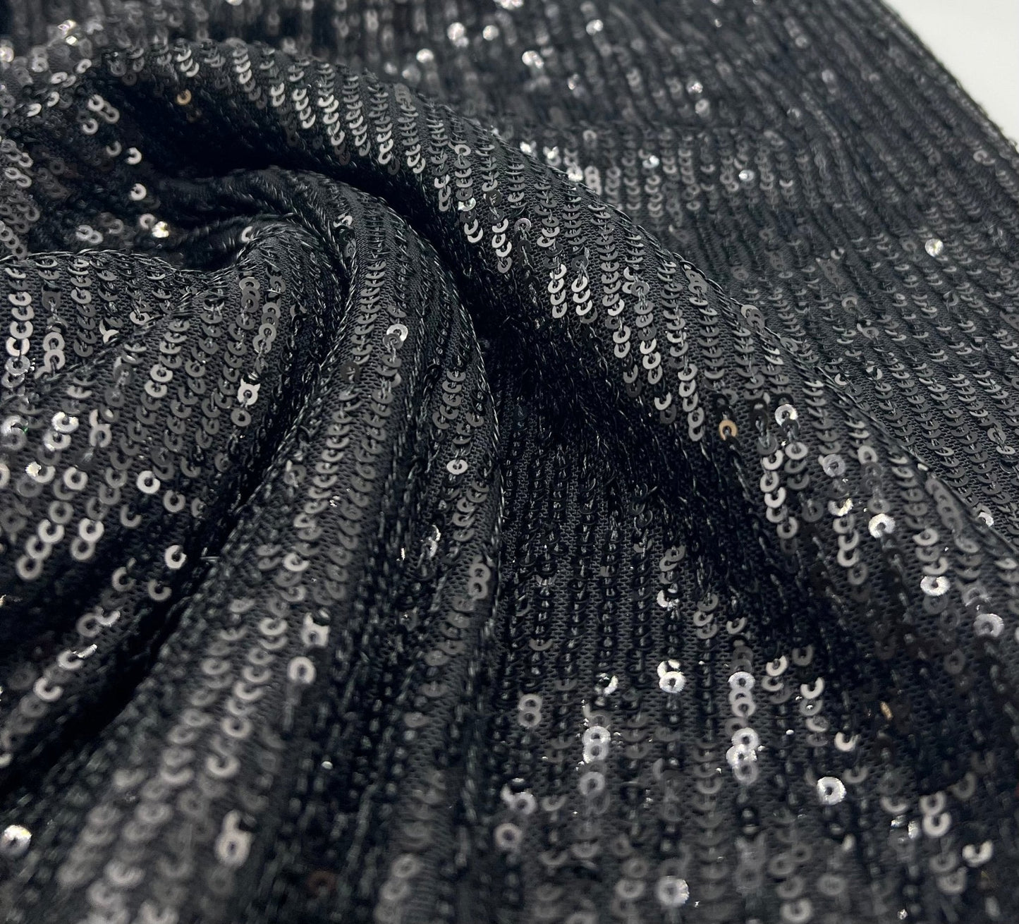 Black on Black Sequin Detail Stretch Fabric