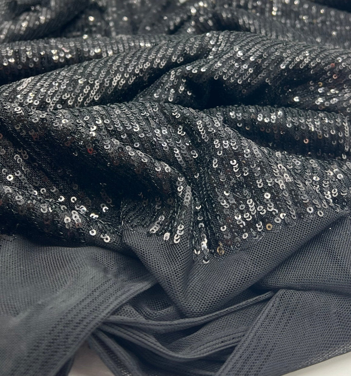 Black on Black Sequin Detail Stretch Fabric