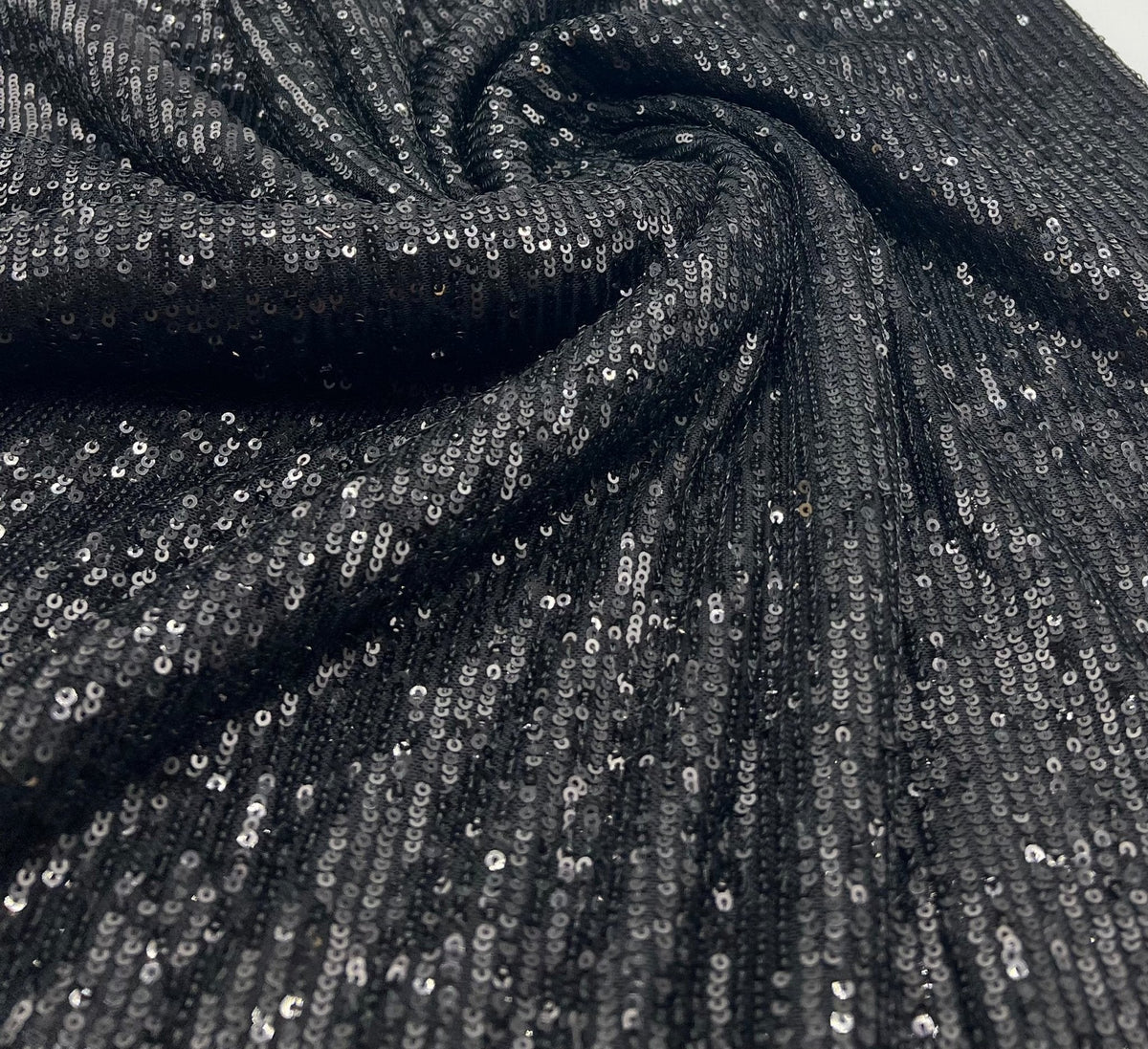 Black on Black Sequin Detail Stretch Fabric