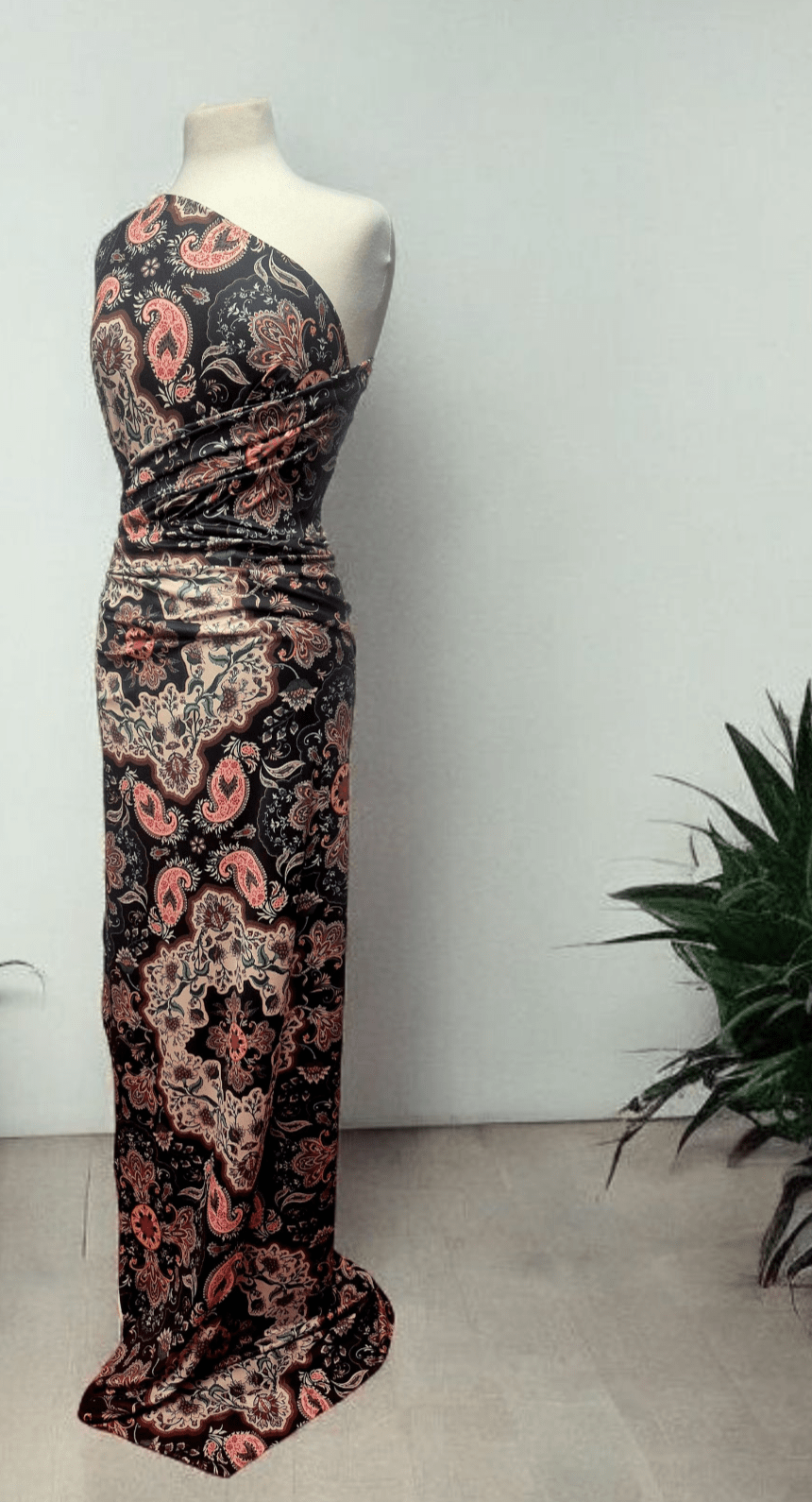 Black Paisley Floral Super Soft Print Spun Poly Stretch Fabric