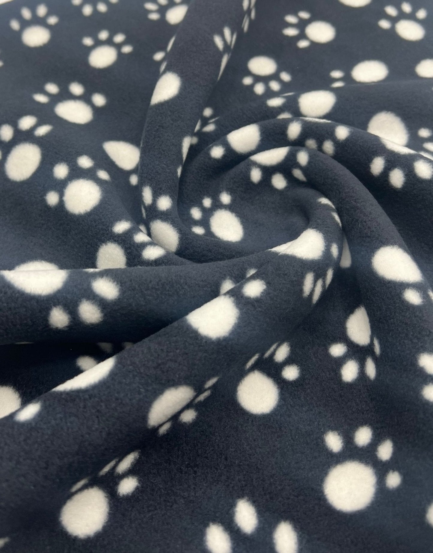 Black Paws Printed Anti-Pil Polar Fleece Fabric Blanket Loungewear