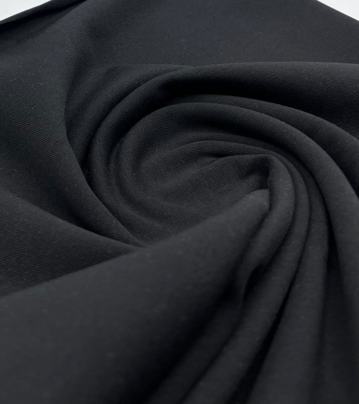 Black Cotton Stretch Jersey 260 GSM 92/8 Lycra 4 Way Stretch