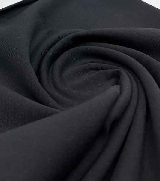 Black Cotton Stretch Jersey 240 GSM 92/8 Lycra 4 Way Stretch