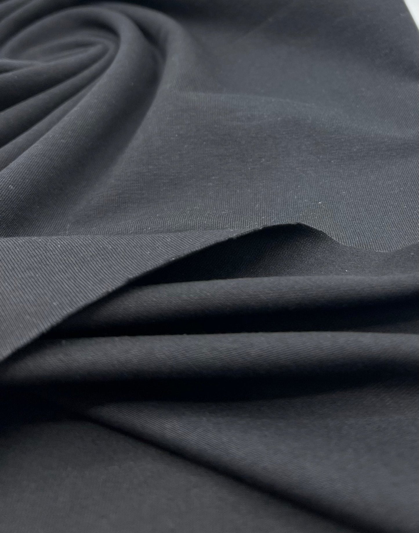 Black Cotton Stretch Jersey 260 GSM 92/8 Lycra 4 Way Stretch