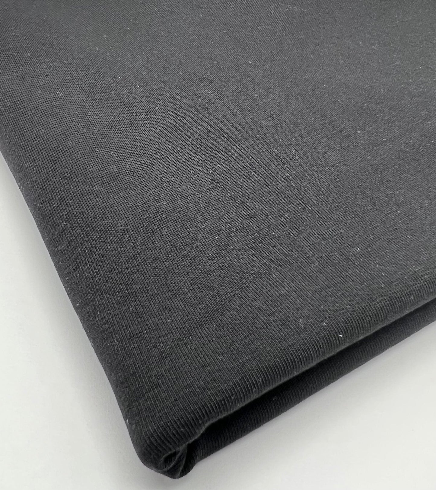Black Cotton Stretch Jersey 260 GSM 92/8 Lycra 4 Way Stretch