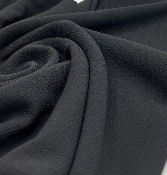 Black Plain Light weight Bubble Crepe Fabric