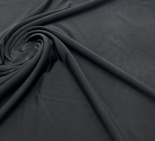 Black Plain Shiny Soft Touch Slinky 4 Way Stretch Fabric