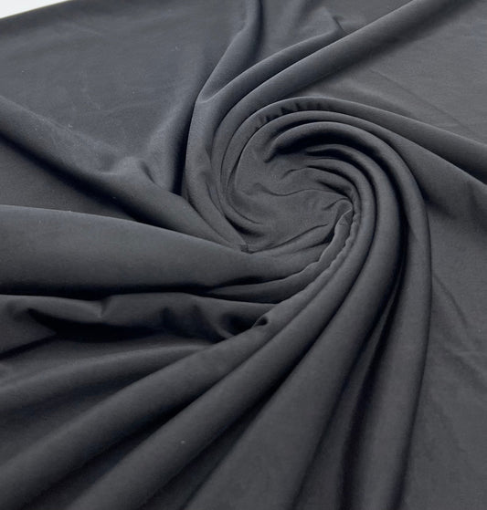Black Plain Shiny Soft Touch Slinky 4 Way Stretch Fabric