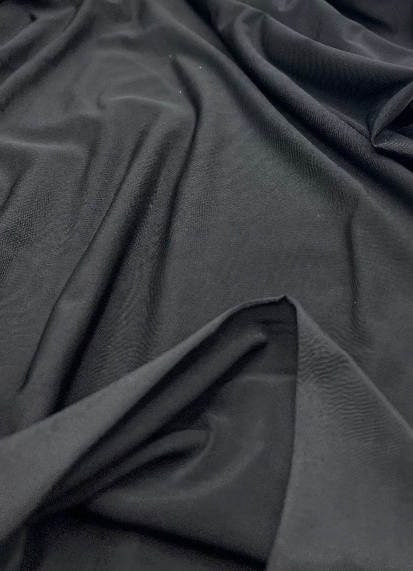 Black Plain Shiny Soft Touch Slinky 4 Way Stretch Fabric