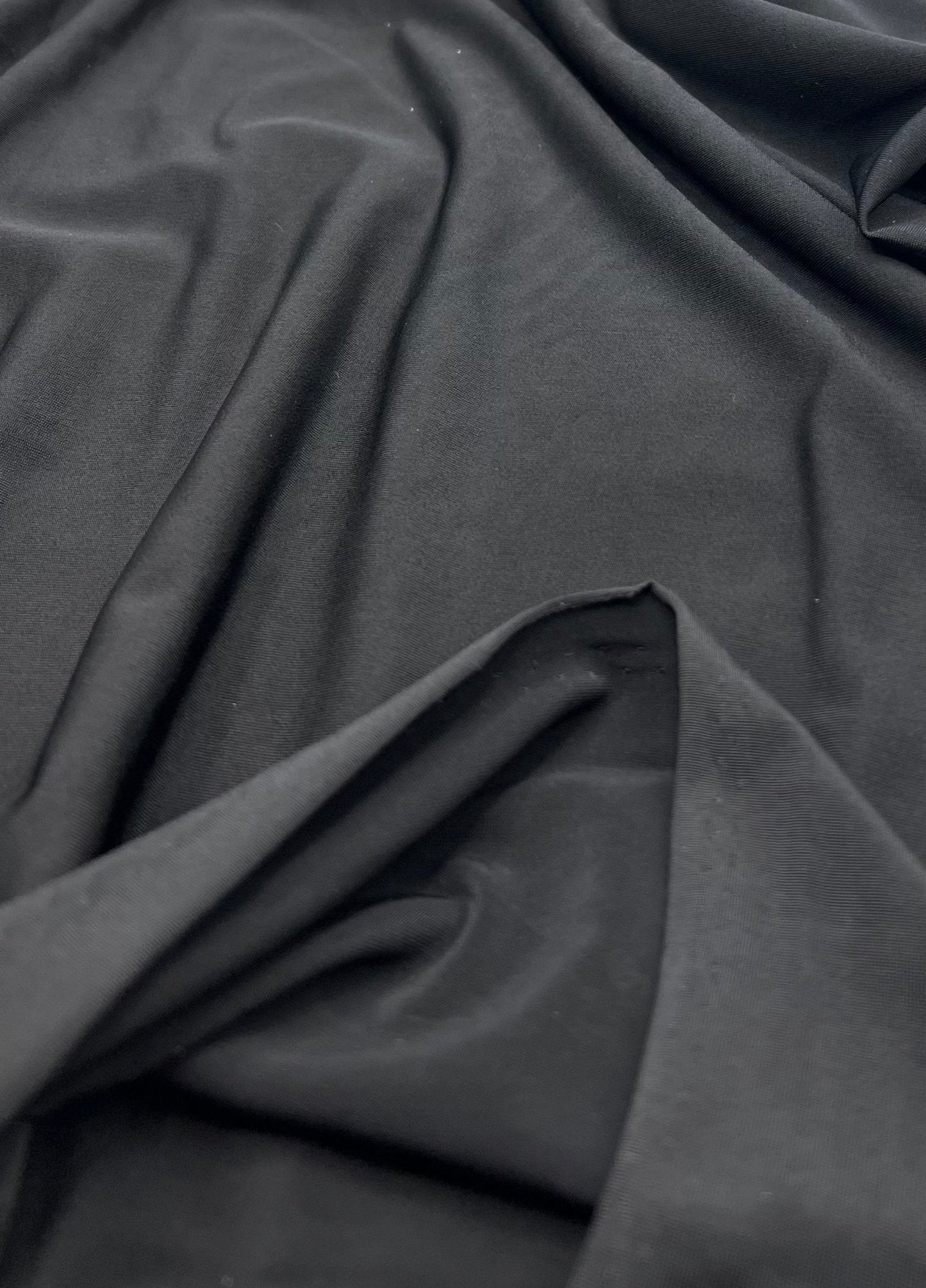 Black Plain Shiny Soft Touch Slinky 4 Way Stretch Fabric