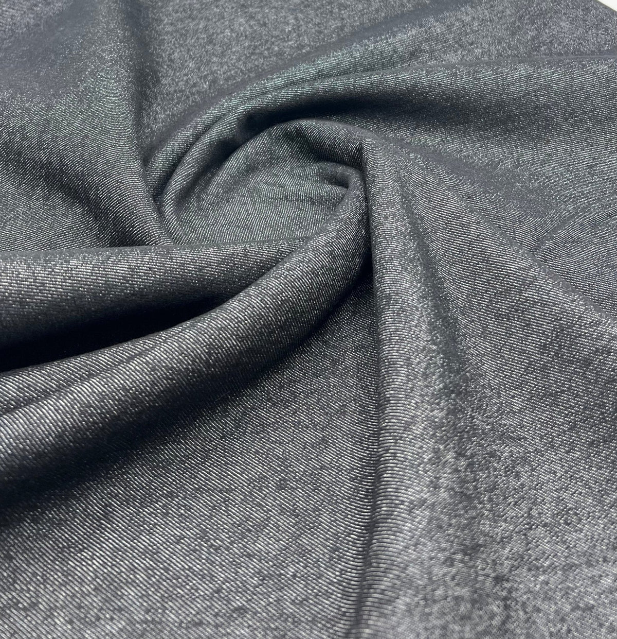 Black Plain Washed Stretch Denim 280GSM