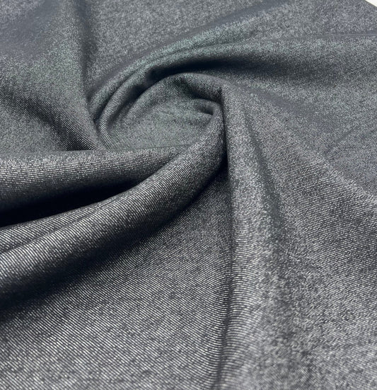 Black Plain Washed Stretch Denim 280GSM