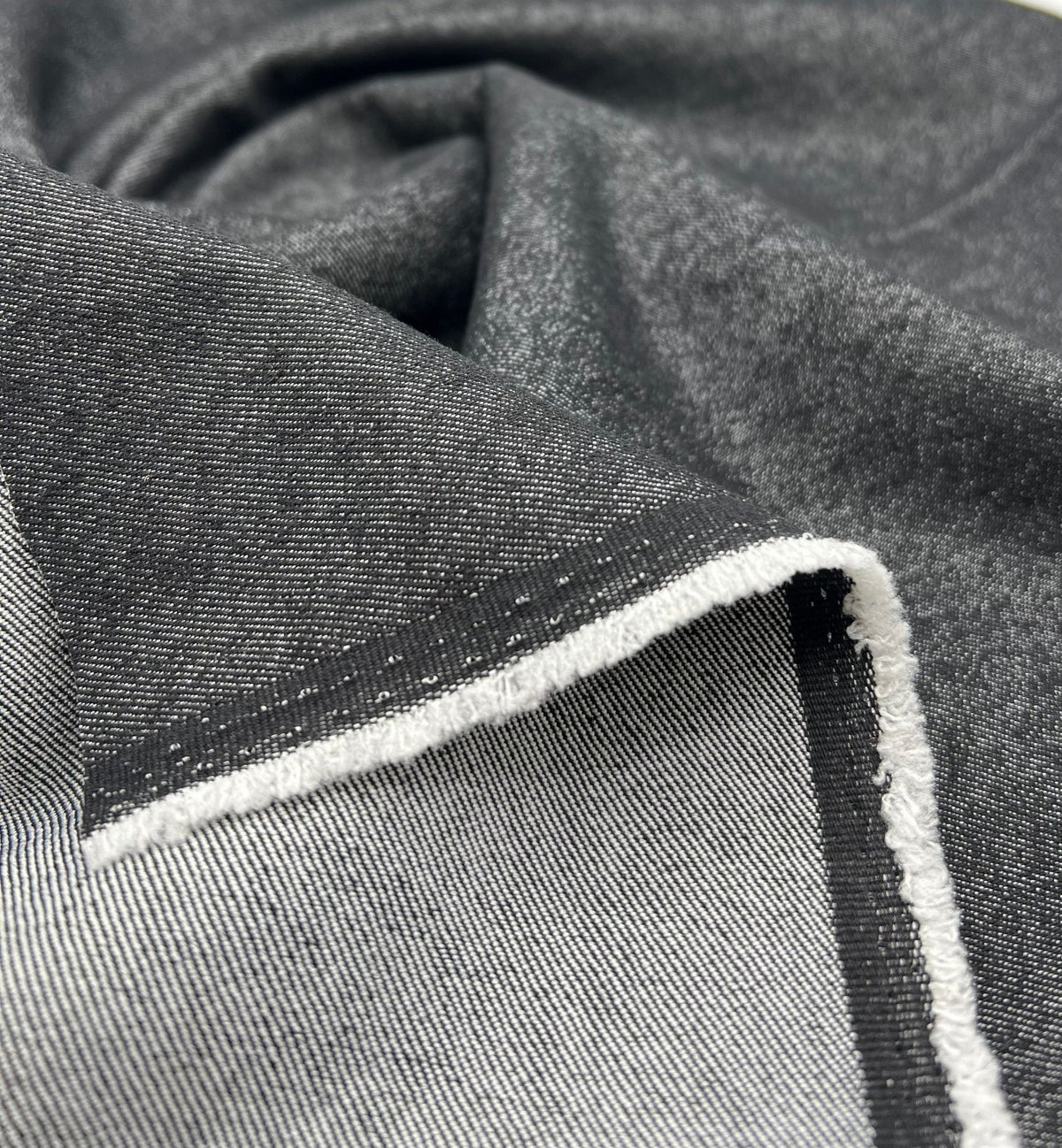 Black Plain Washed Stretch Denim 280GSM