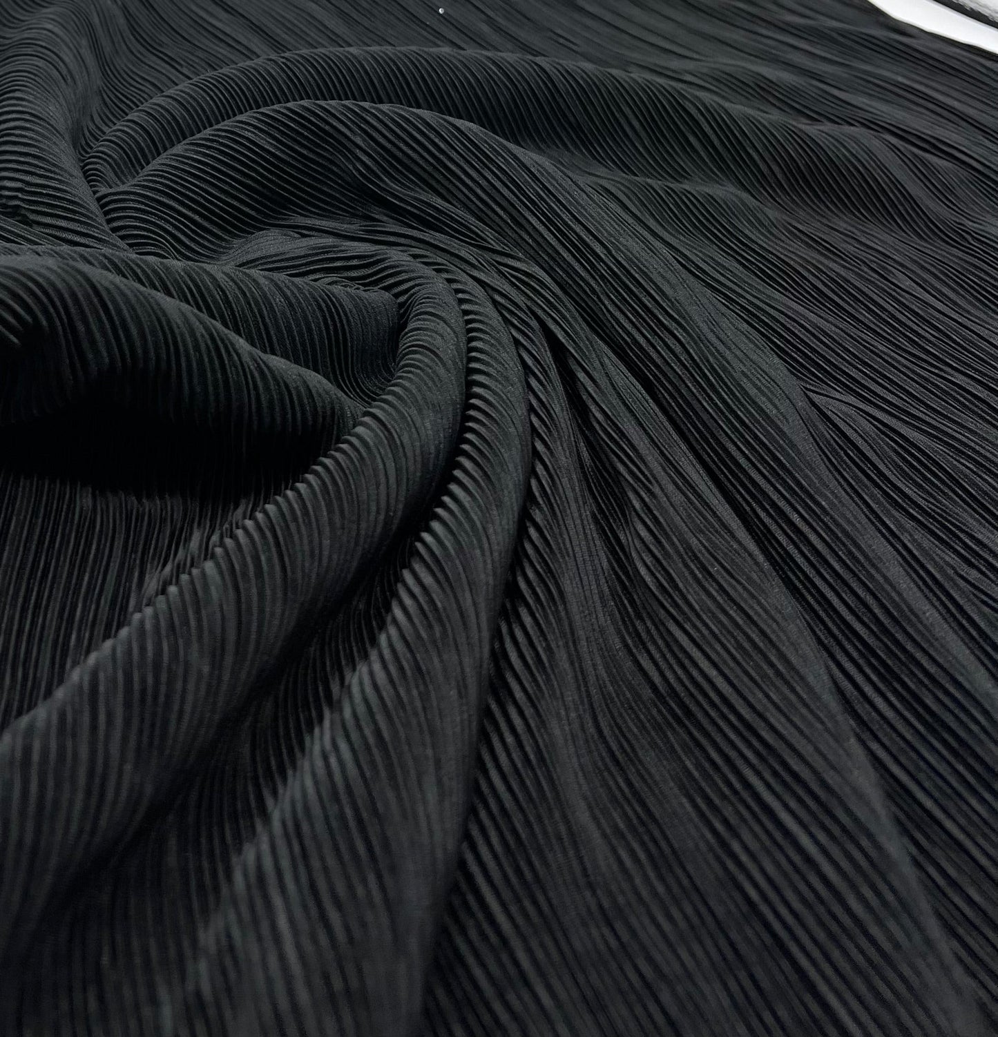 Black Plisse Pleated Stretch Fabric