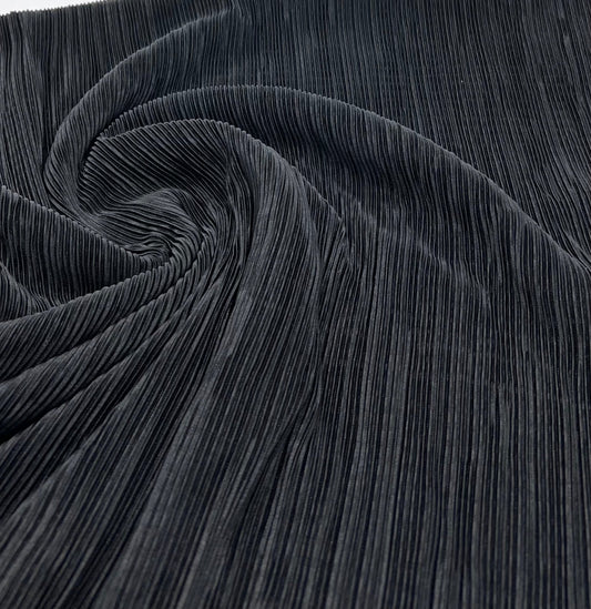 Black Plisse Pleated Stretch Fabric
