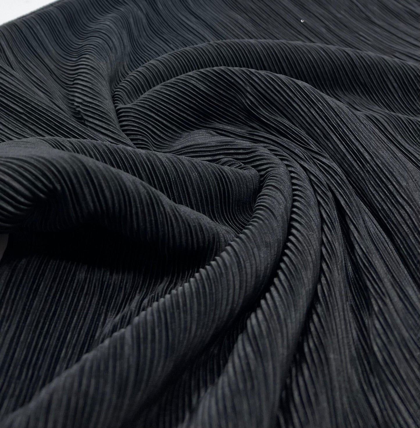 Black Plisse Pleated Stretch Fabric