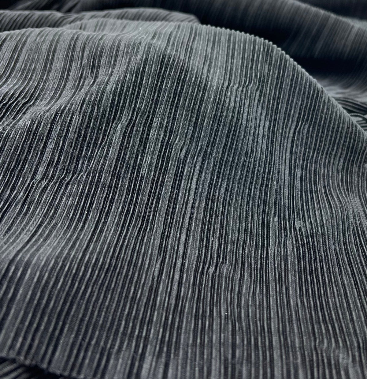 Black Plisse Pleated Stretch Fabric