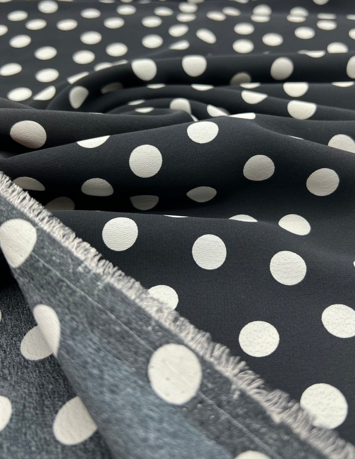 Black Polka Printed Chiffon Dress Fabric