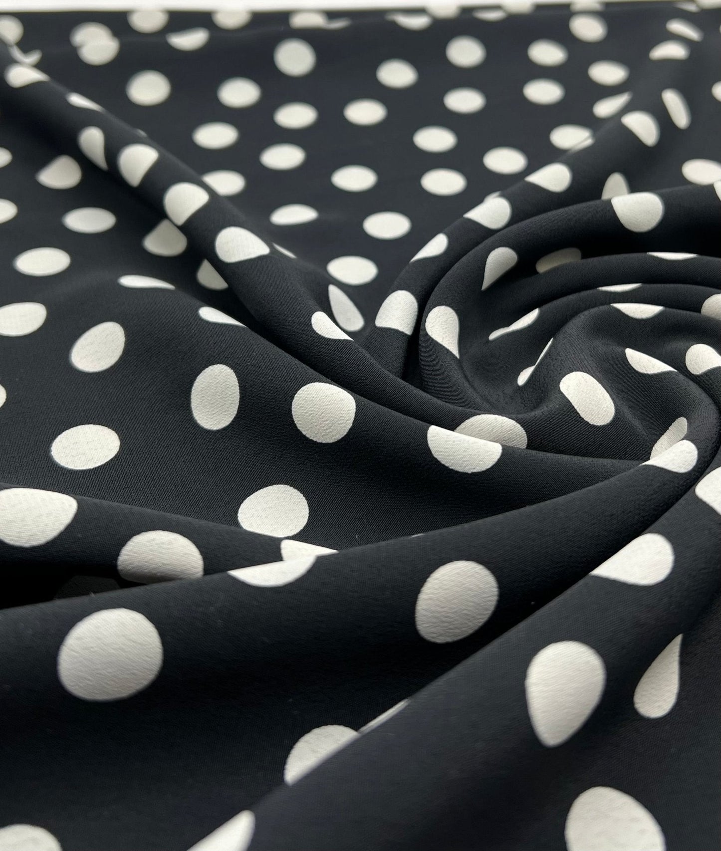 Black Polka Printed Chiffon Dress Fabric