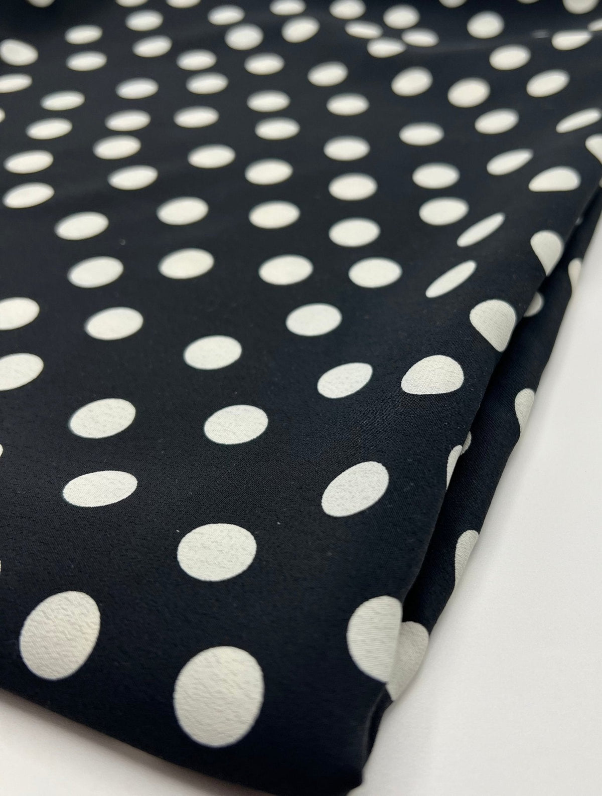Black Polka Printed Chiffon Dress Fabric