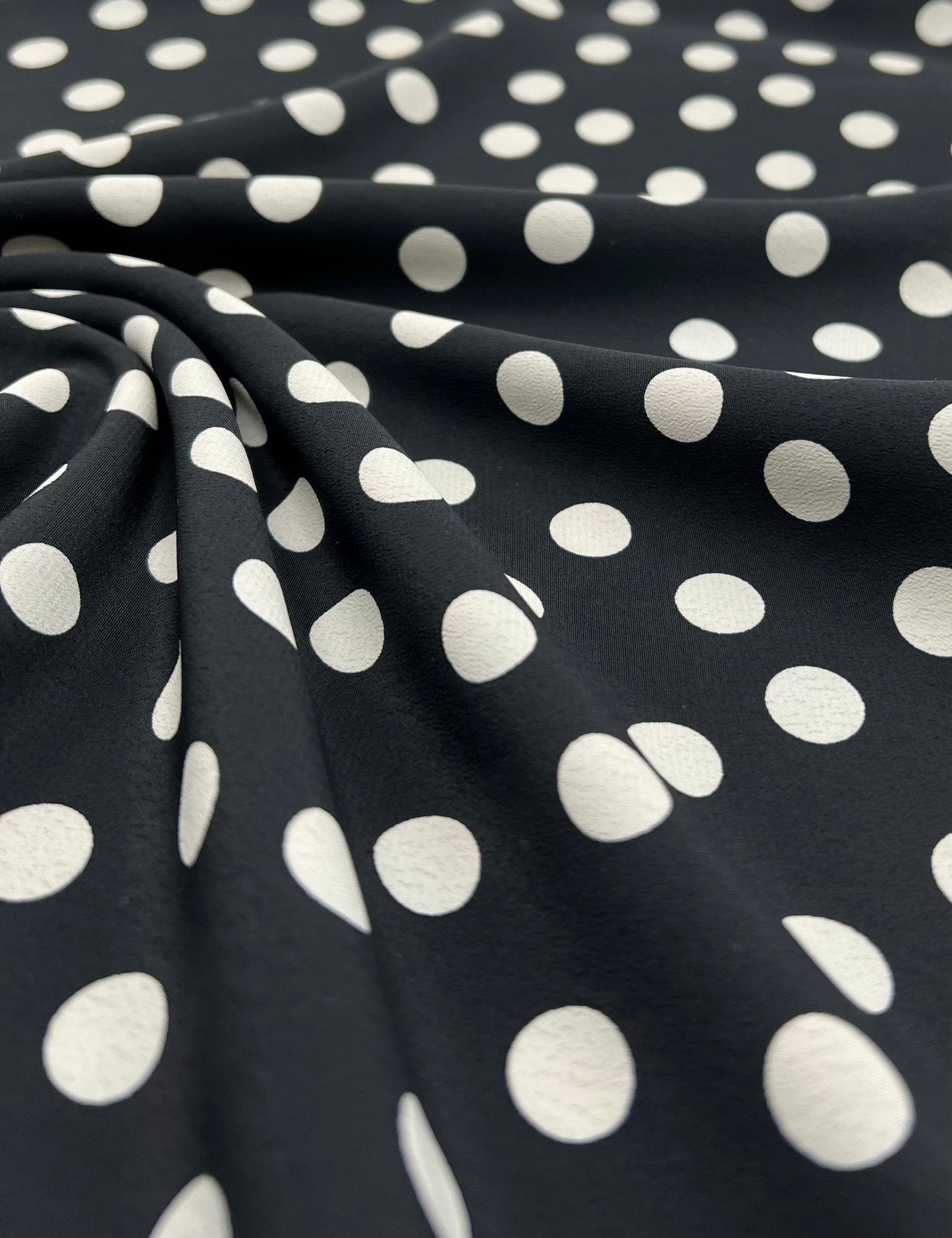 Black Polka Printed Chiffon Dress Fabric