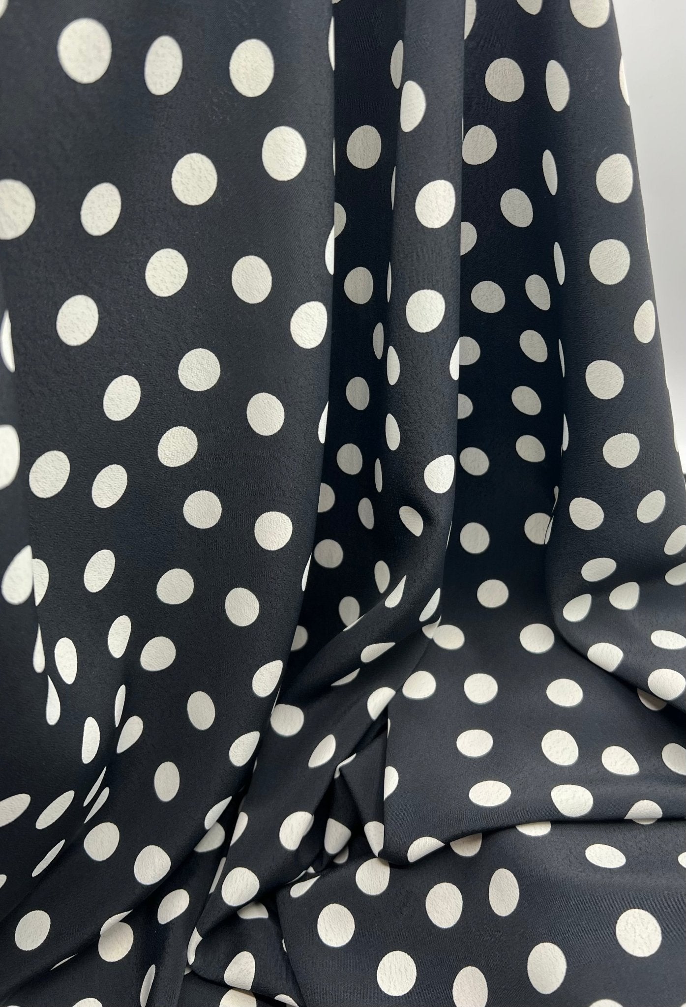 Black Polka Printed Chiffon Dress Fabric