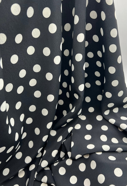 Black Polka Printed Chiffon Dress Fabric