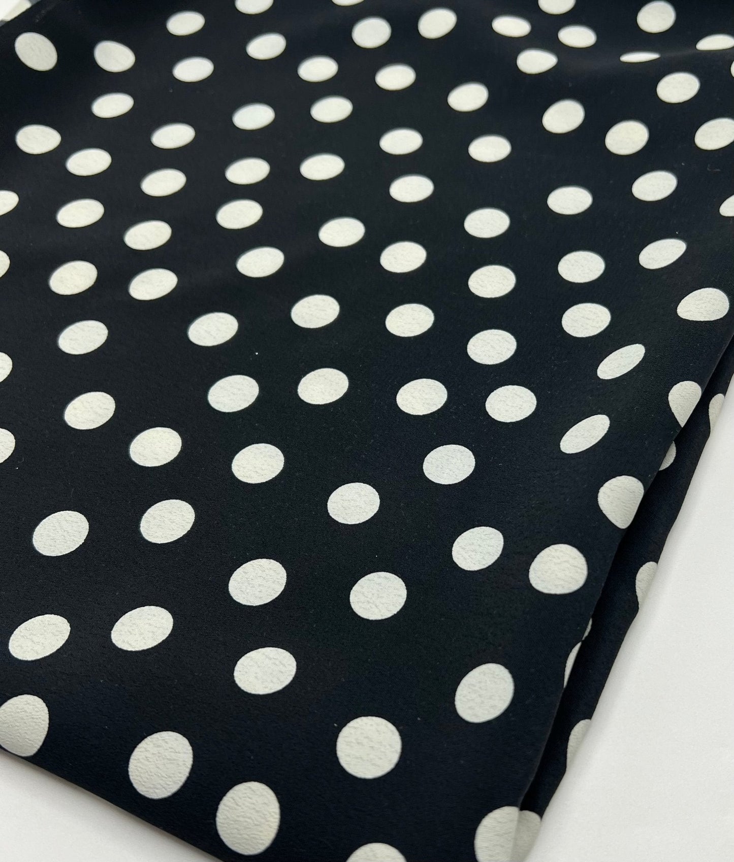 Black Polka Printed Chiffon Dress Fabric