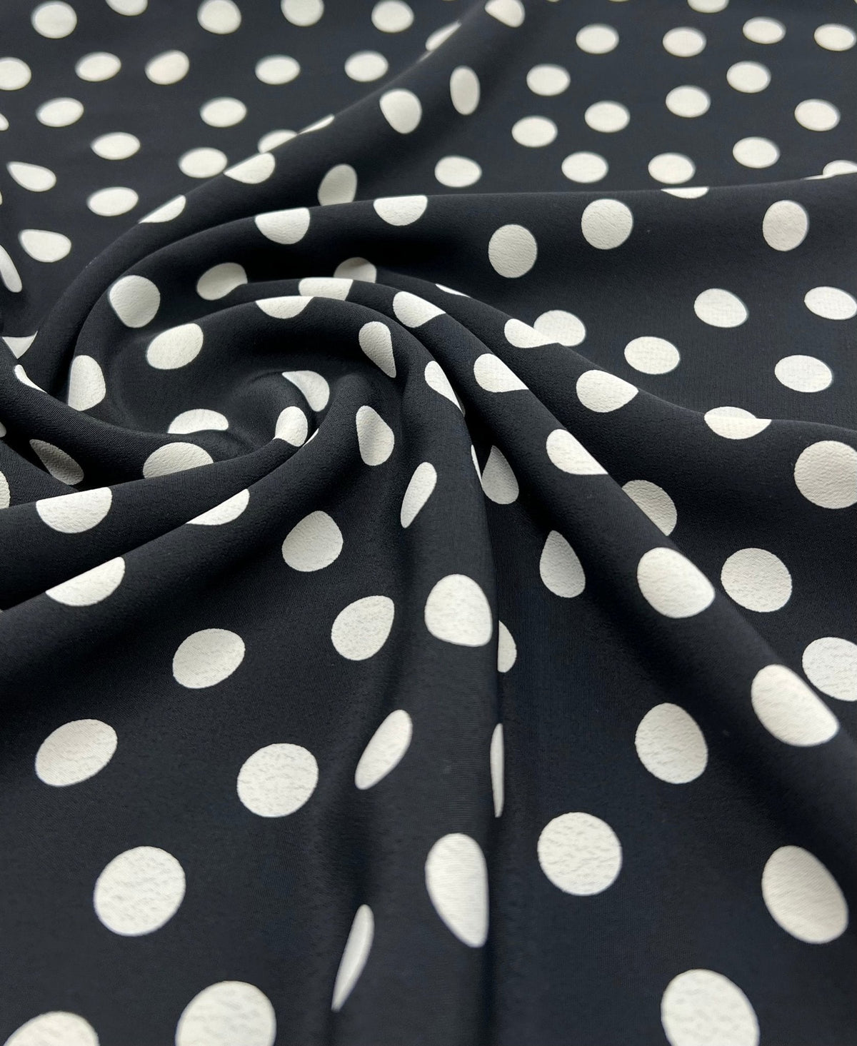 Black Polka Printed Chiffon Dress Fabric