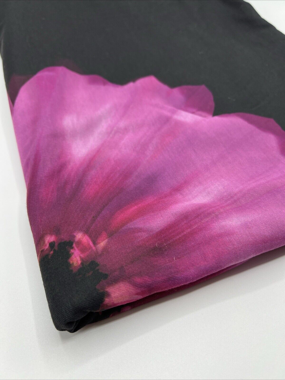 Black Purple Large Floral Print Spun Poly Stretch Fabric