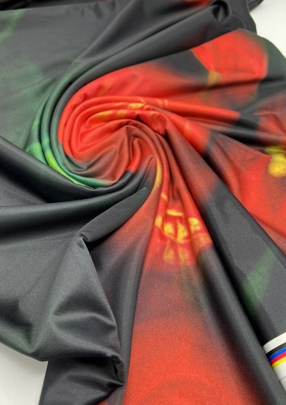 Black Red Flower Print Soft Touch Stretch Fabric