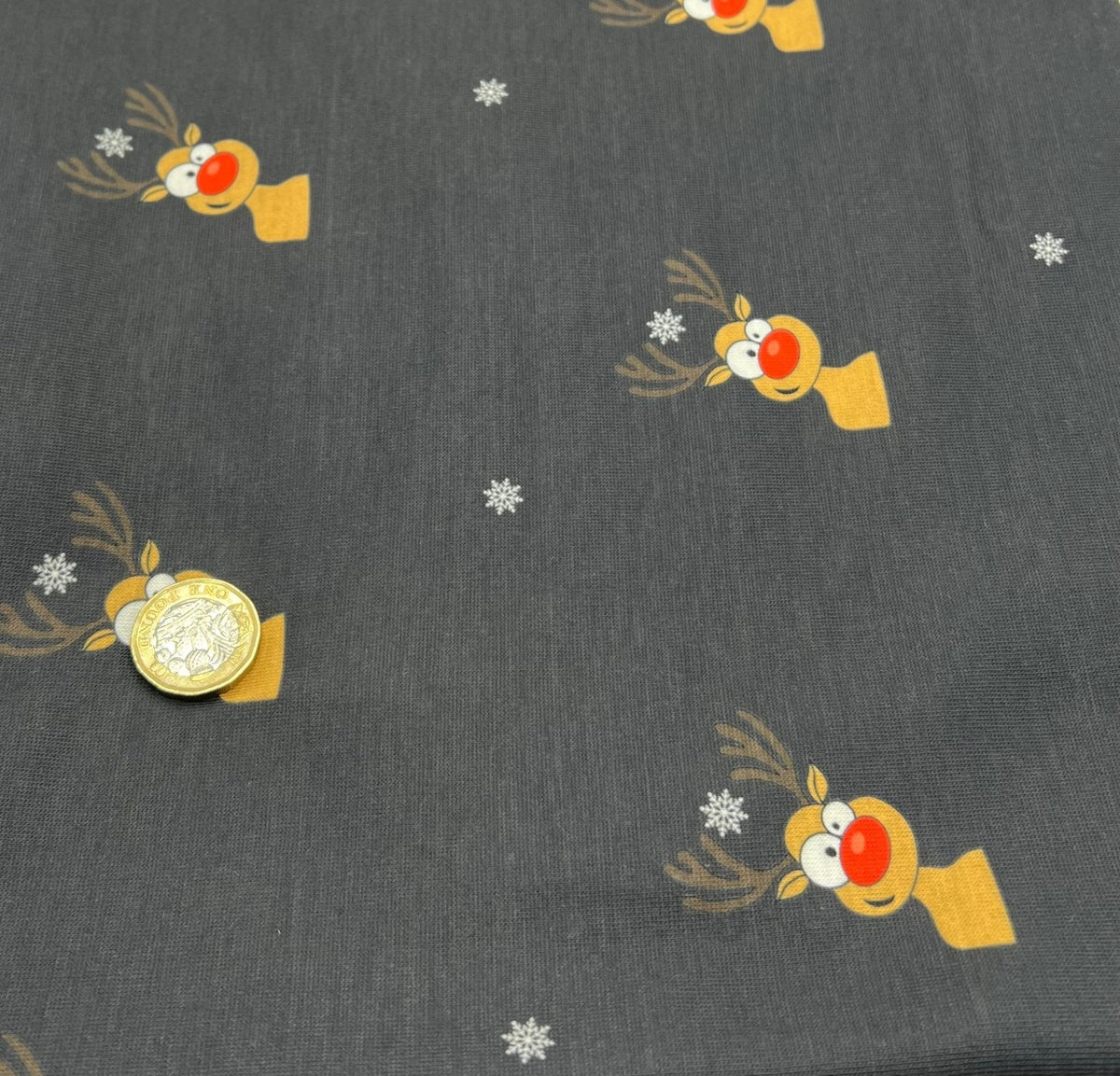 Black Rudolph Print Soft Spun Poly Stretch Fabric